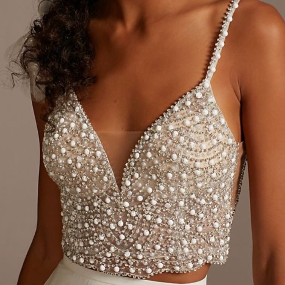 DB Studio Embellished Spaghetti Strap Wedding Separates Top